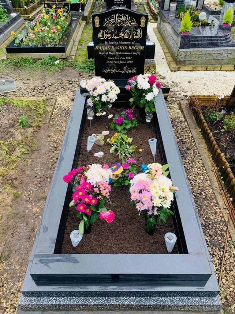 Standard Headstone With Double Sets Of Kerbs On A Frame Landing