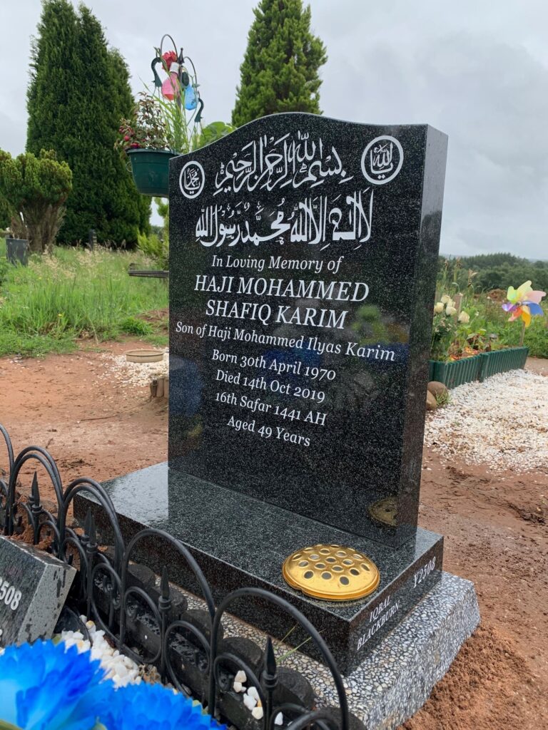 Standard Britz Grey Headstone With White Writing